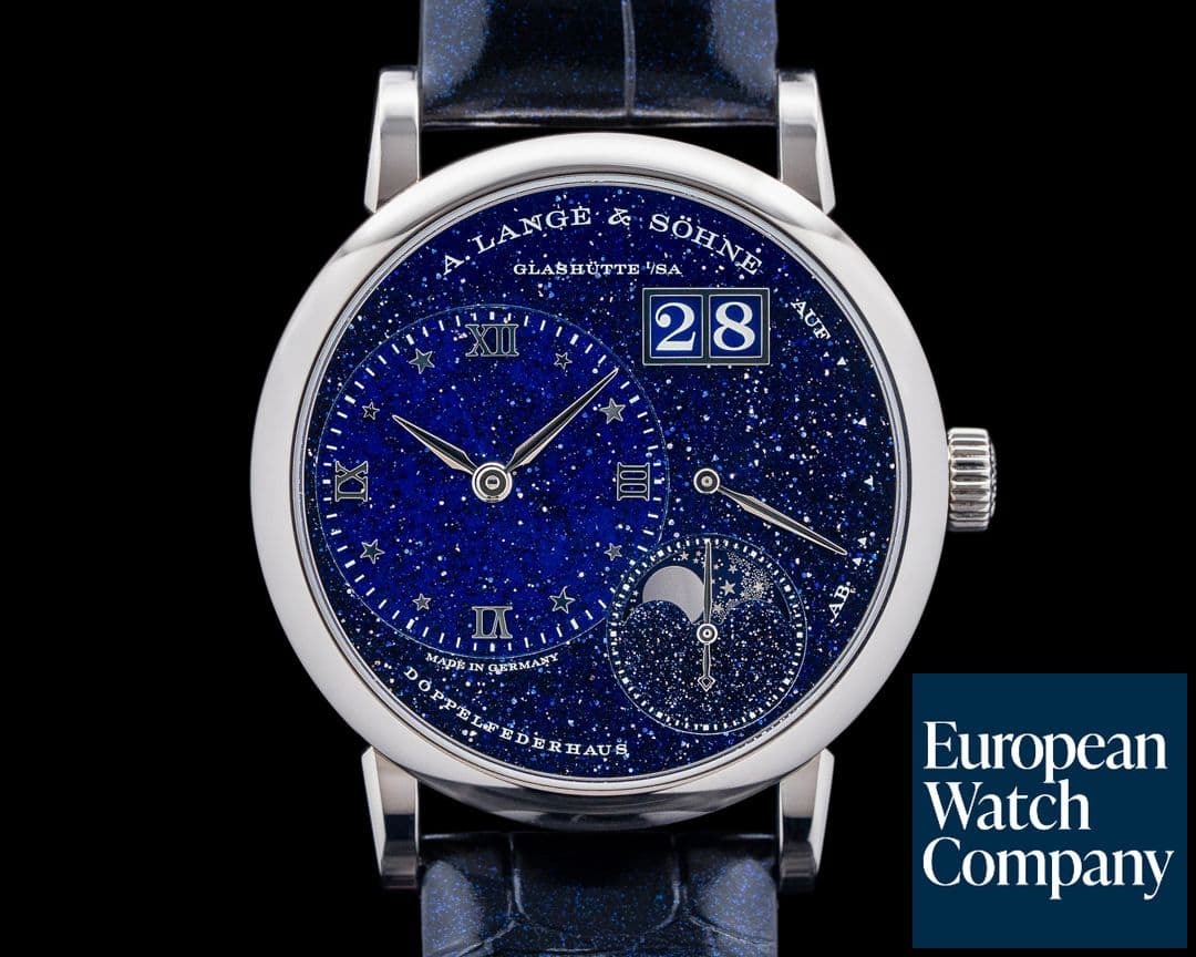 Image of A. Lange and Sohne 182.086 Little Lange 1 Moon Aventurine 18K WG Blue Dial