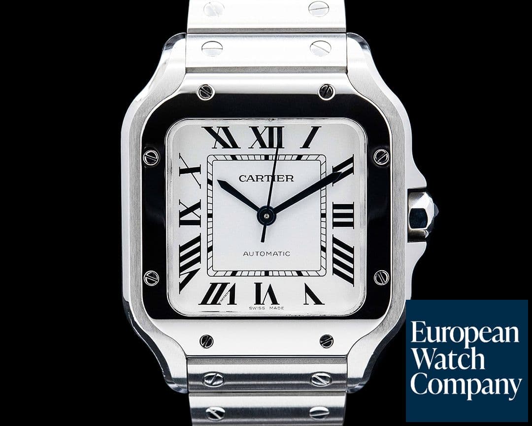 Image of Cartier WSSA0029 Santos de Cartier Medium Stainless Steel Silvered Opaline Dial