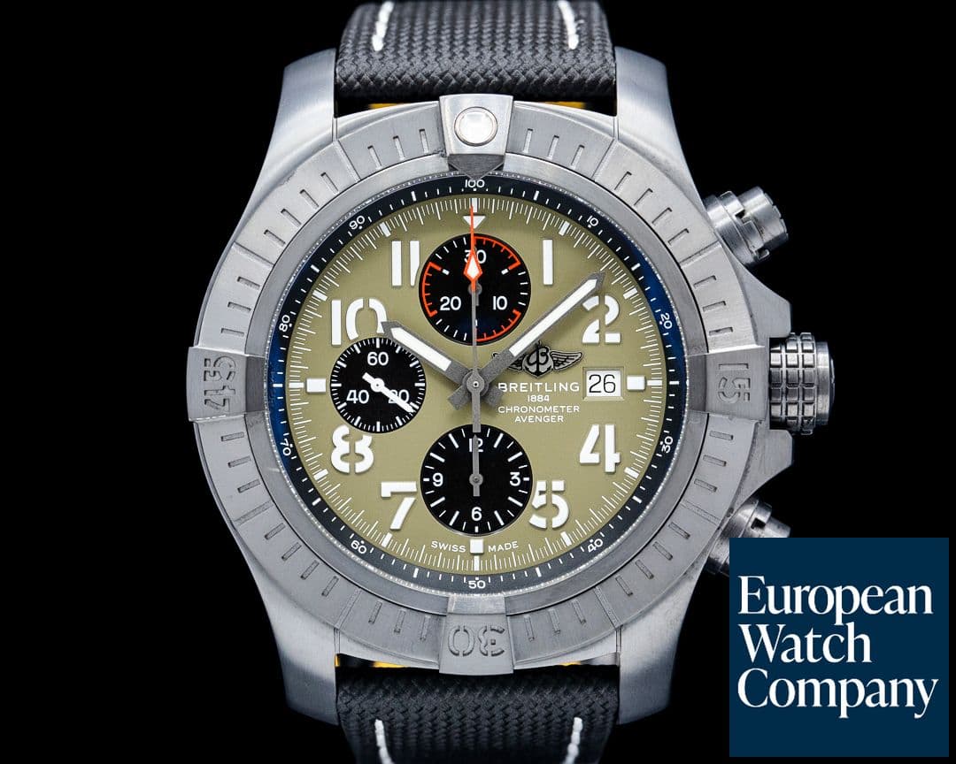 Image of Breitling V133751A1L1X1 Super Avenger Chronograph 48 DLC Titanium Green Dial