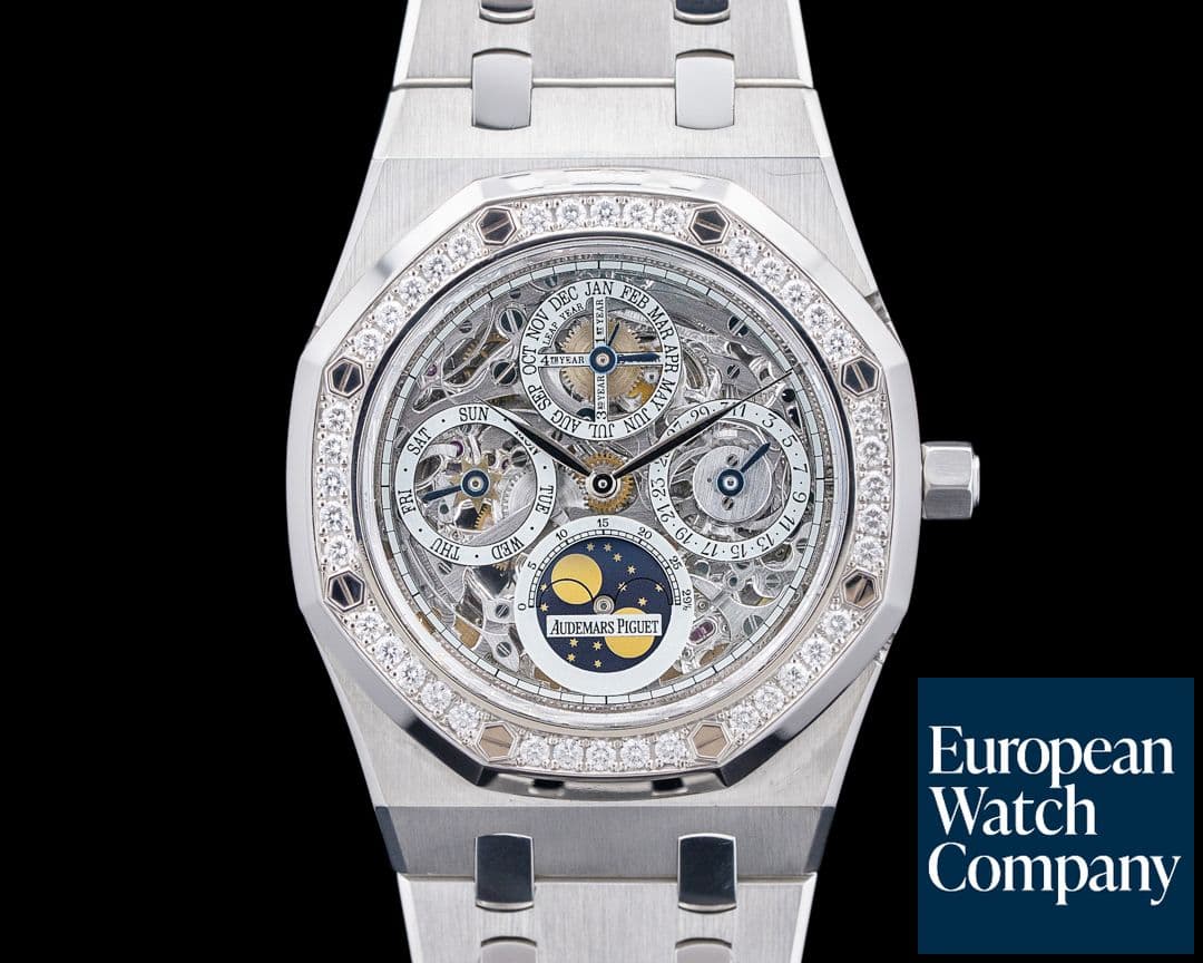 Image of Audemars Piguet 25930SP Royal Oak Perpetual Skeleton SS / Platinum Diamond Bezel RARE