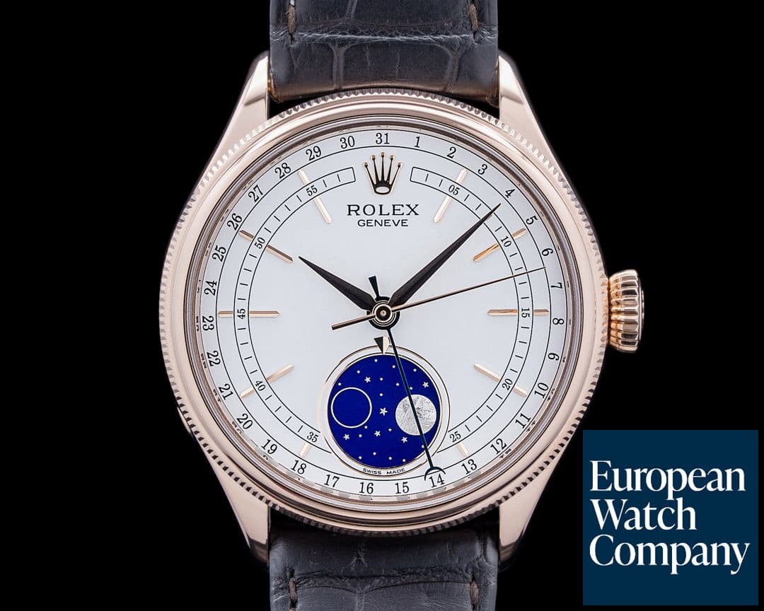 Image of Rolex 50535 Cellini Moonphase 18K Rose Gold White Dial