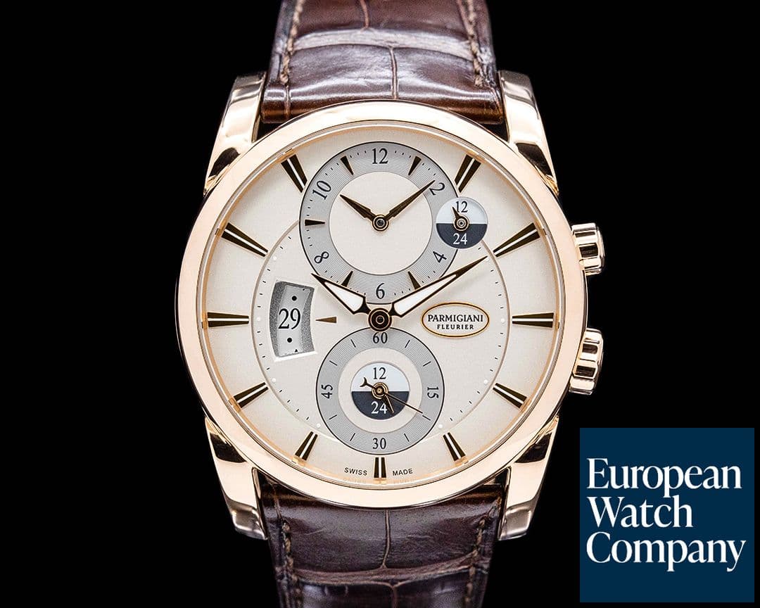 Image of Parmigiani PFC231 Tonda Hemispheres Dual Time 18K Rose Gold Cream Dial