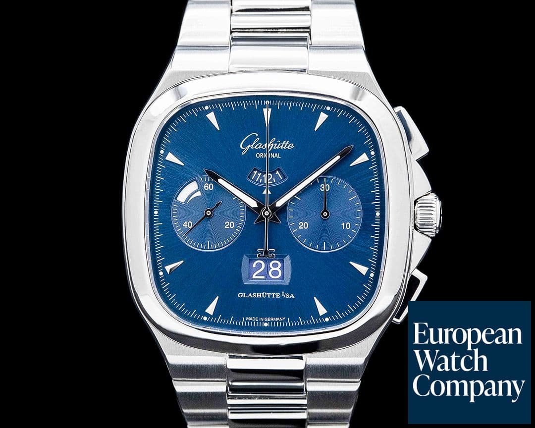 Image of Glashutte Original Seventies Chronograph Panorama Date SS Blue Dial