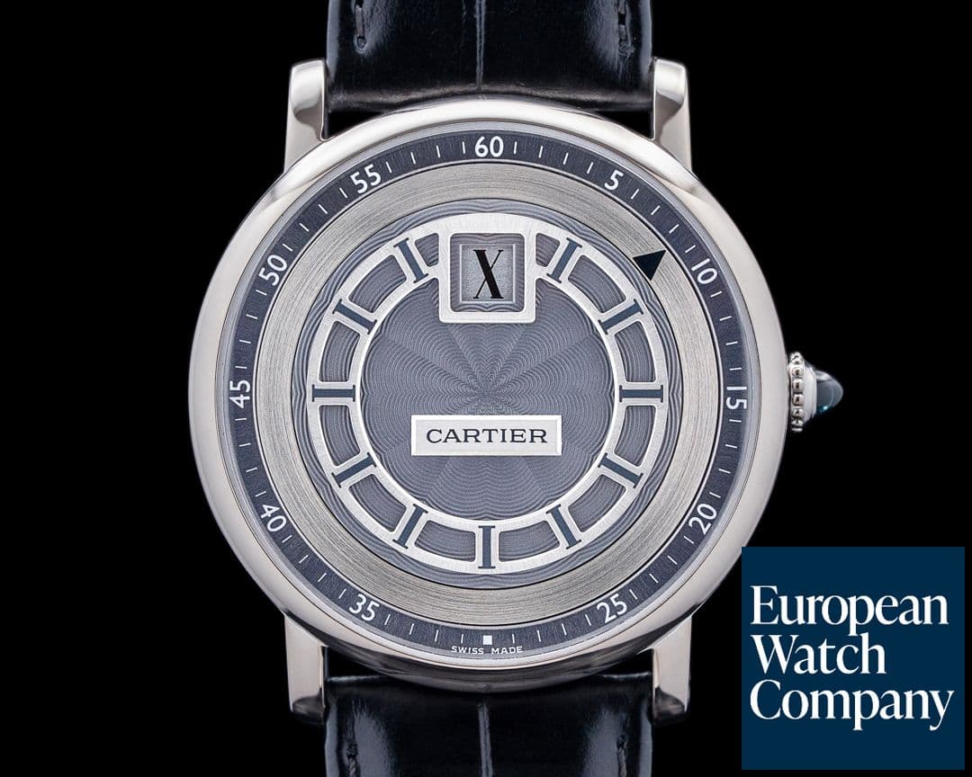 Image of Cartier W1553851 Rotonde de Cartier Jump Hour 18K White Gold Gray Dial