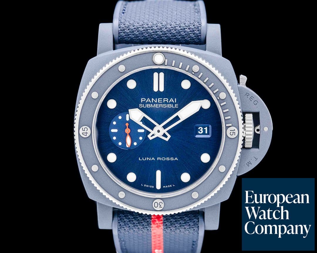 Image of Panerai PAM01466 Submersible QuarantaQuattro Luna Rossa Ti-Ceramitech Blue Dial