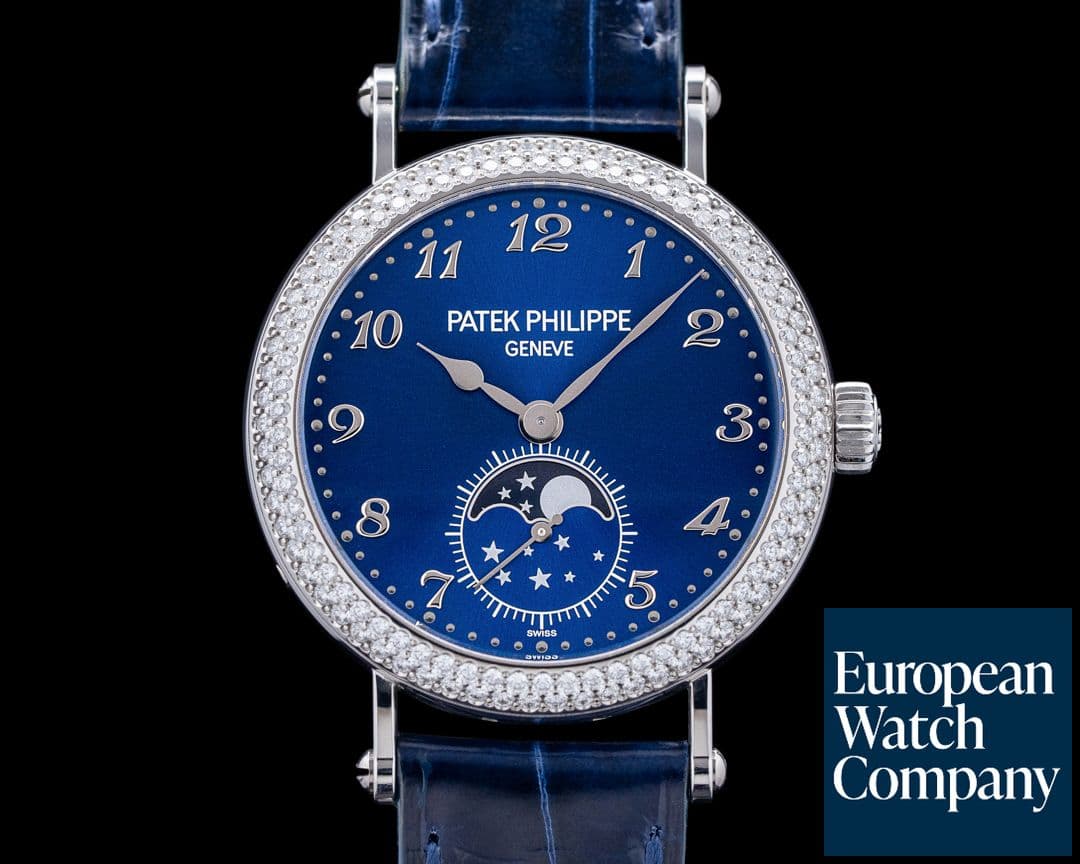 Image of Patek Philippe 7121/200G Moon Phase 18K White Gold Diamonds Blue Dial