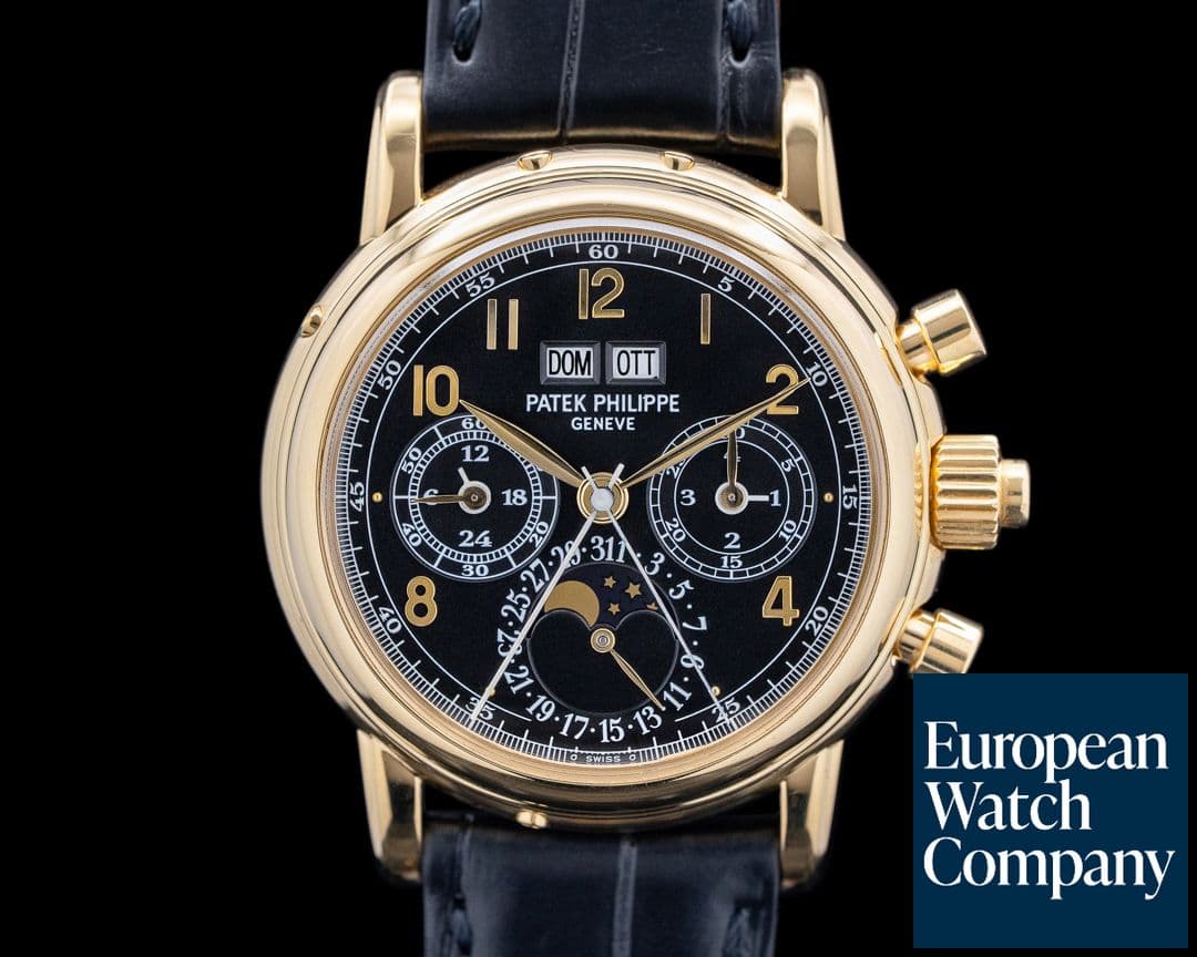 Image of Patek Philippe 5004J Perpetual Split Seconds Special Order Black Dial 18K Yellow RARE