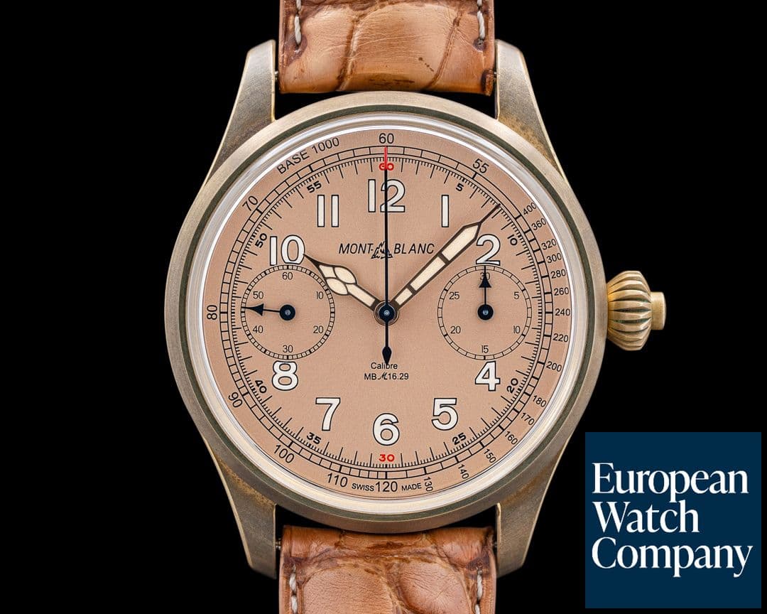 Image of Montblanc 1858 Chronograph Tachymeter Bronze Salmon Dial LIMITED