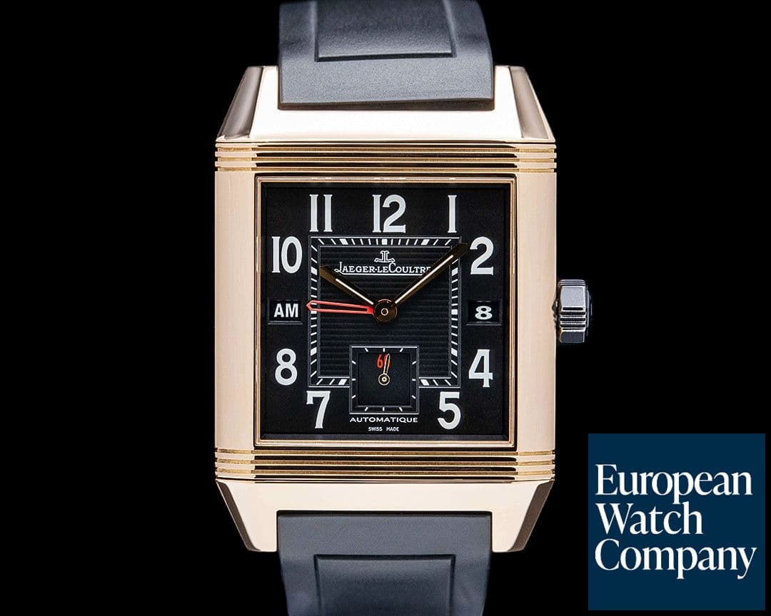 Image of Jaeger LeCoultre 700.26.72 Reverso Squadra Hometime 18K Rose Gold Black Dial