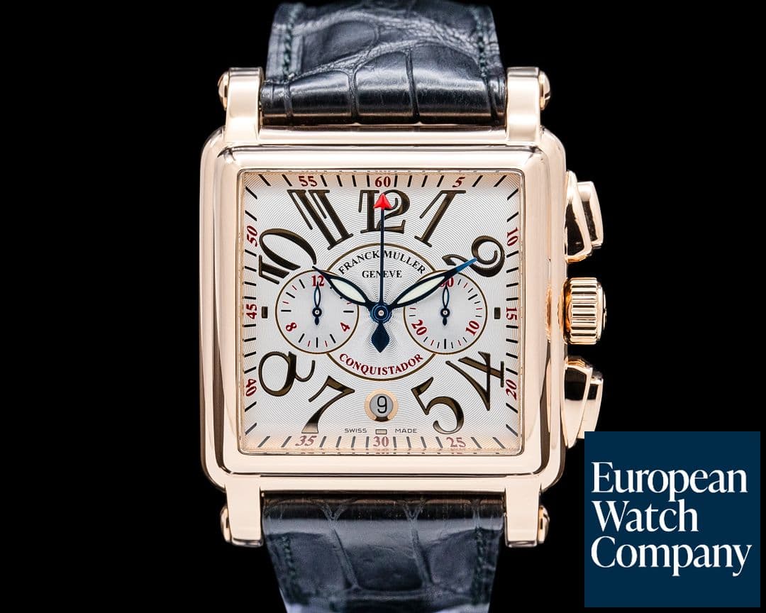 Image of Franck Muller 10000 K CC Conquistador Cortez Chronograph 18K Rose Gold Silver Dial