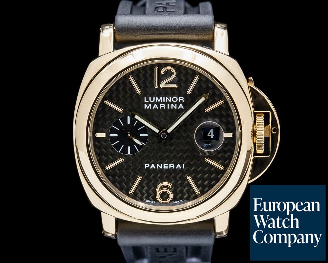 Image of Panerai PAM00140 Luminor Marina Automatic 18K Yellow Gold Carbon Fiber Dial