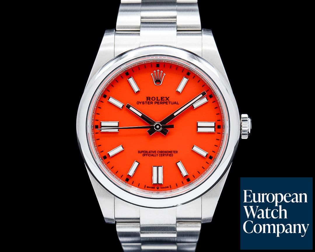 Image of Rolex 124300 Oyster Perpetual SS Coral Red Dial