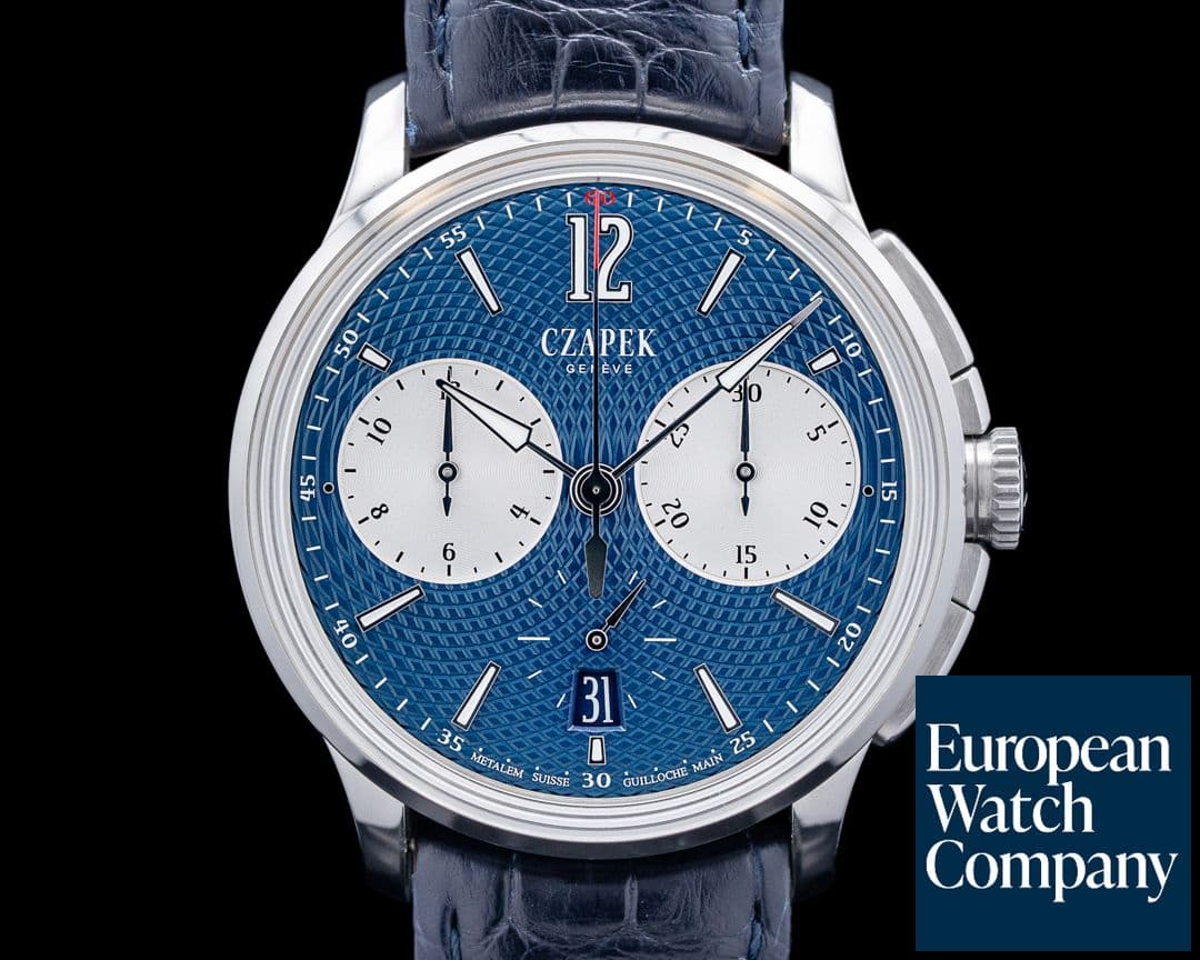 Image of Czapek & Cie Faubourg de Cracovie Blue Panda Chronograph SS Blue Dial LIMITED