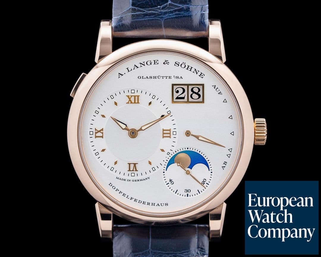Image of A. Lange and Sohne 192.032 Lange 1 Moon Phase 18K Rose Gold Silver Dial
