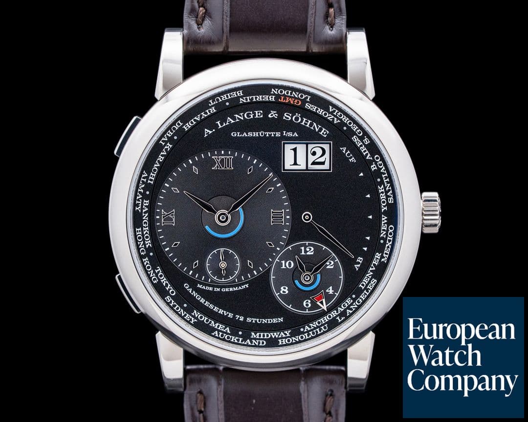 Image of A. Lange and Sohne 136.029 Lange 1 Time Zone 18K White Gold Black Dial