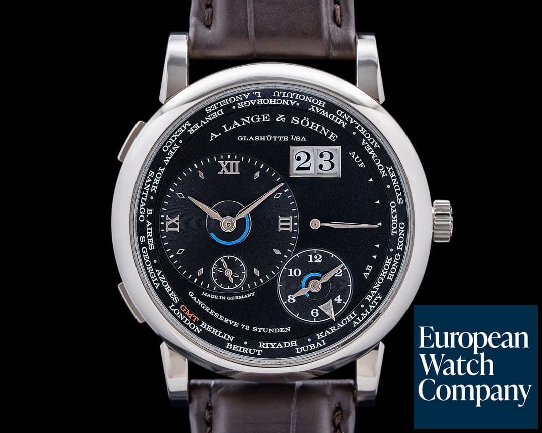 Image of A. Lange and Sohne 136.029 Lange 1 Time Zone 18K White Gold Black Dial