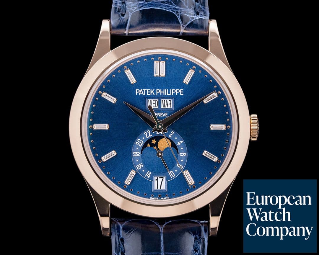 Image of Patek Philippe 5396R-015 Annual Calendar 18K Rose Gold Blue Baguette Diamond Dial