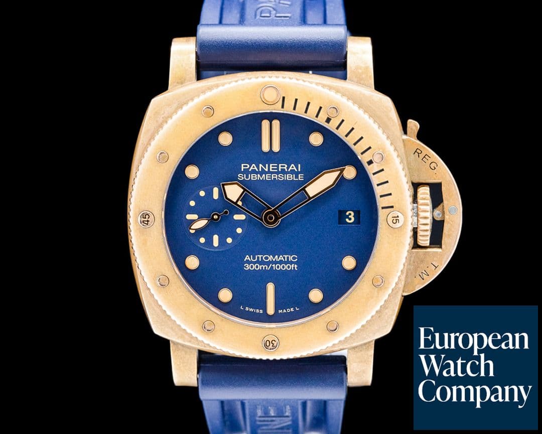 Image of Panerai PAM01074 Submersible Bronzo Blu Abisso Blue Dial Bronze