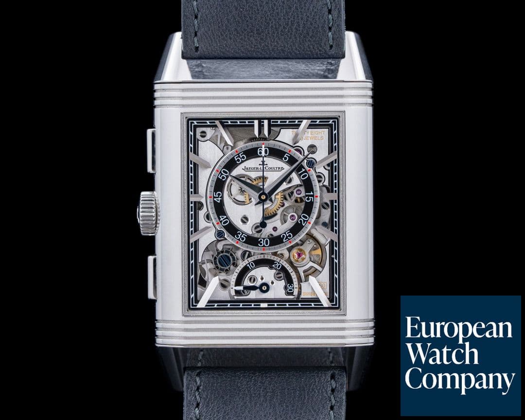 Image of Jaeger LeCoultre Q389848J Reverso Tribute Chronograph SS Blue Dial 2025