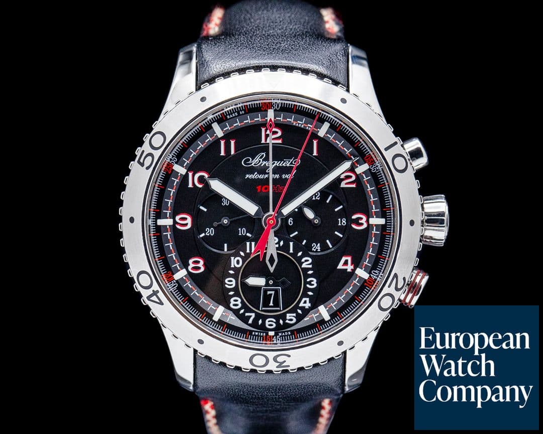 Image of Breguet 3880ST Type XXII Transatlantique Flyback Chronograph SS Black Dial