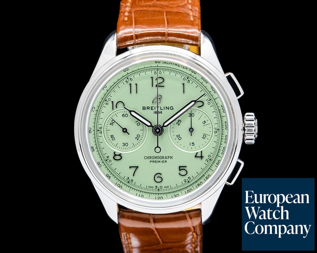 Image of Breitling AB0930D31L1P1 Premier B09 Chronograph SS Pistachio Green Dial
