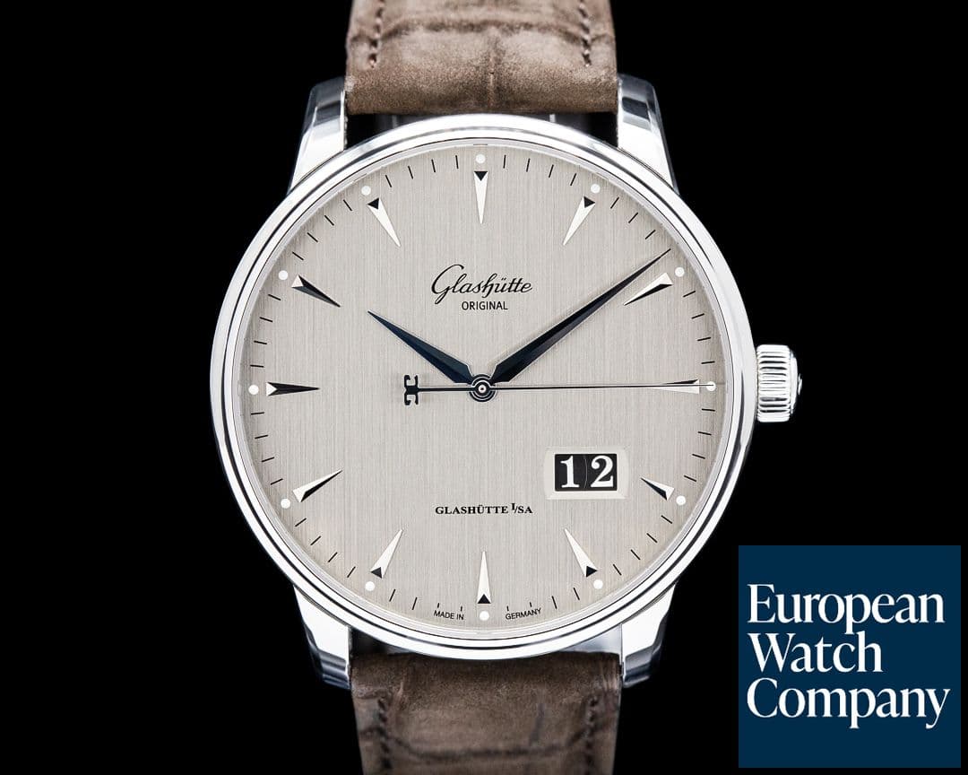 Image of Glashutte Original Senator Excellence Panorama Date SS Silver Dial UNWORN