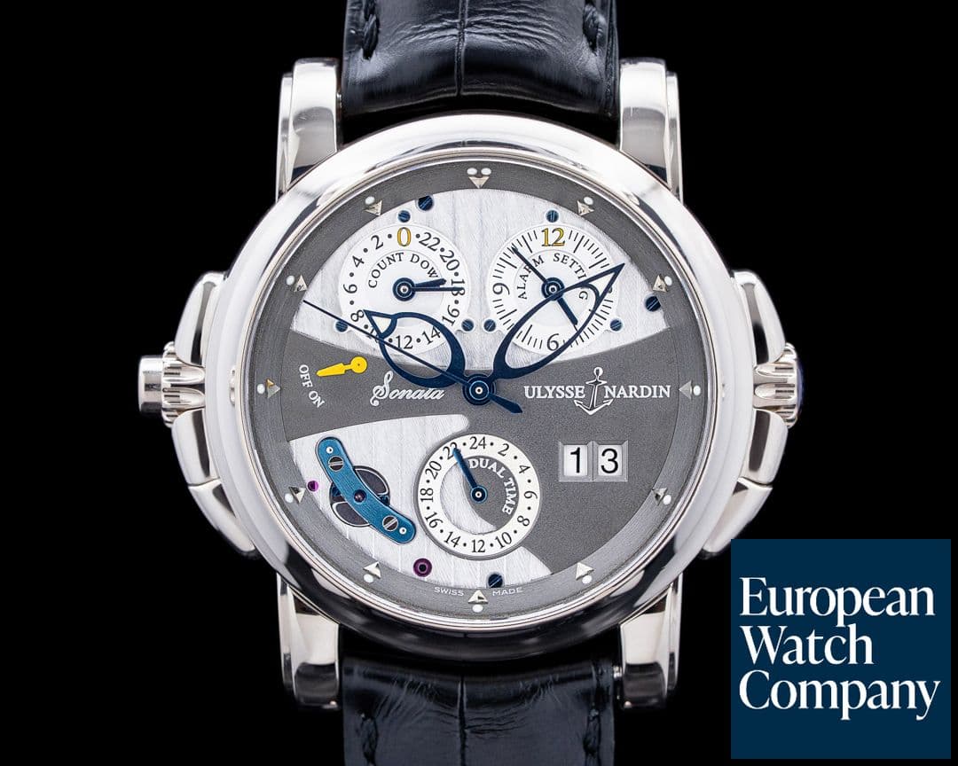 Image of Ulysse Nardin 660-88/212 Sonata Dual Time 18K White Gold Gray Dial