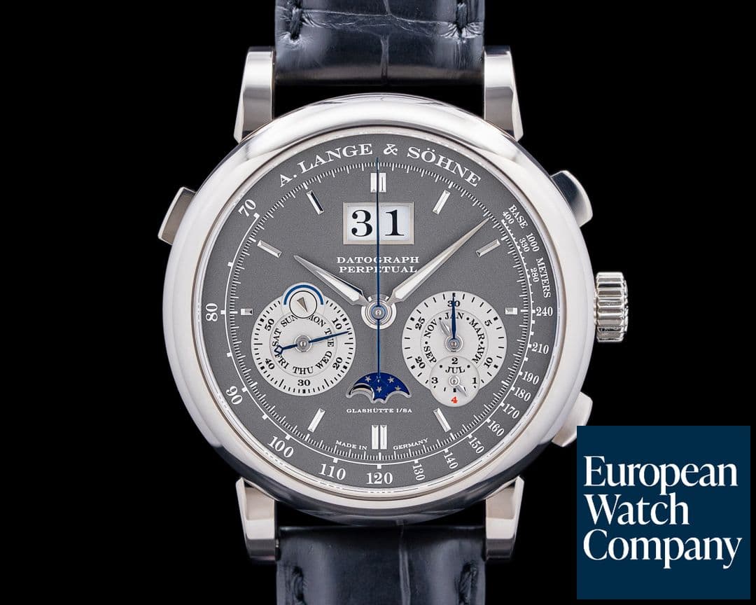 Image of A. Lange and Sohne 410.038 Datograph Perpetual Calendar Chronograph 18K WG Gray Dial RARE