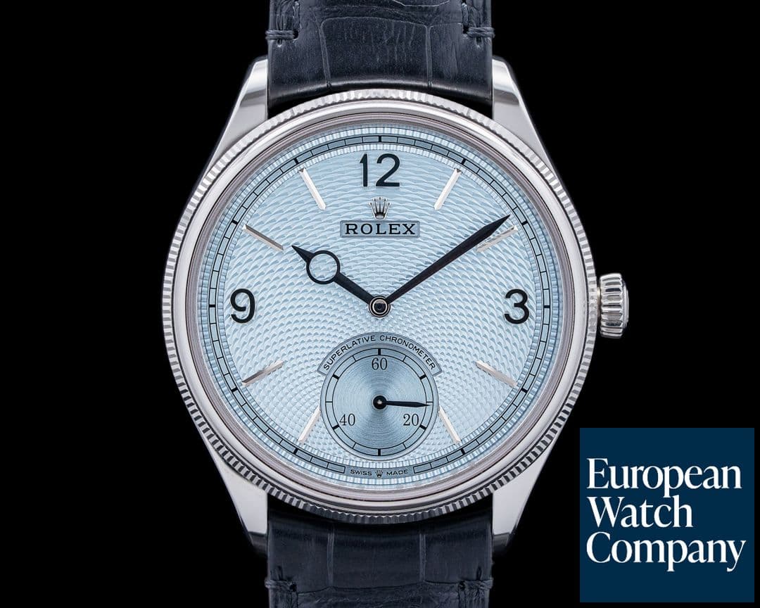 Image of Rolex 52506 1908 Platinum Ice Blue Guilloche Dial 2025 UNWORN