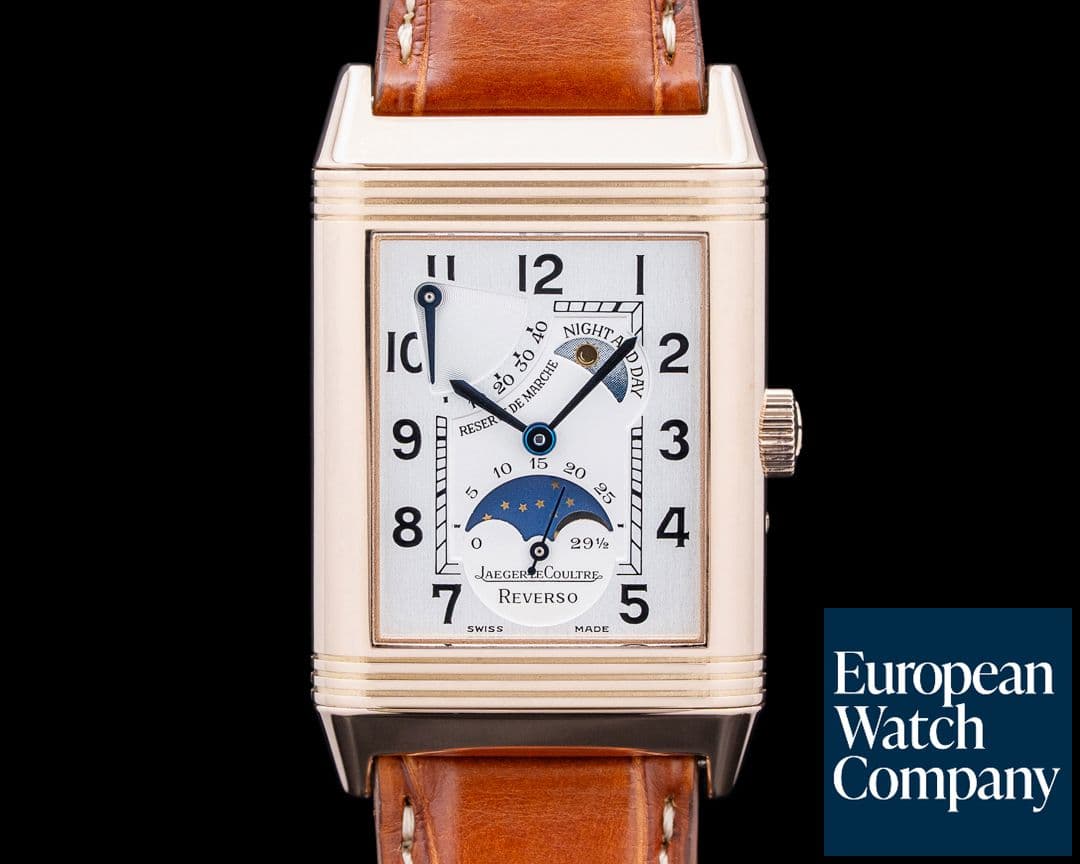 Image of Jaeger LeCoultre Q270263 Reverso Sun Moon 18K Rose Gold Silver Dial