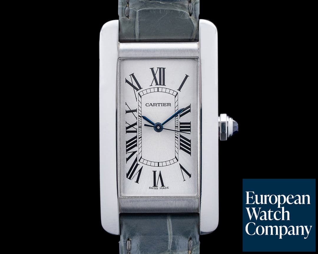 Image of Cartier WSTA0044 Tank Americaine Medium Automatic Stainless Steel Silver Dial