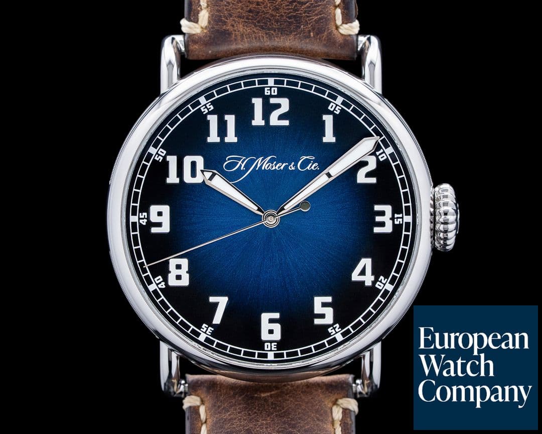 Image of H. Moser and Cie. 8200 Heritage Centre Seconds SS Funky Blue Fume Dial