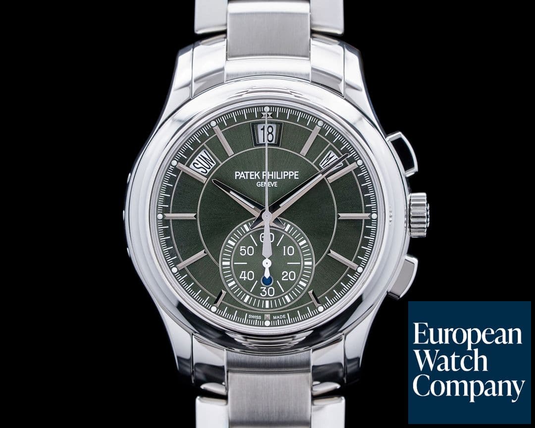 Image of Patek Philippe 5905 Annual Calendar Chronograph SS Olive Green Dial