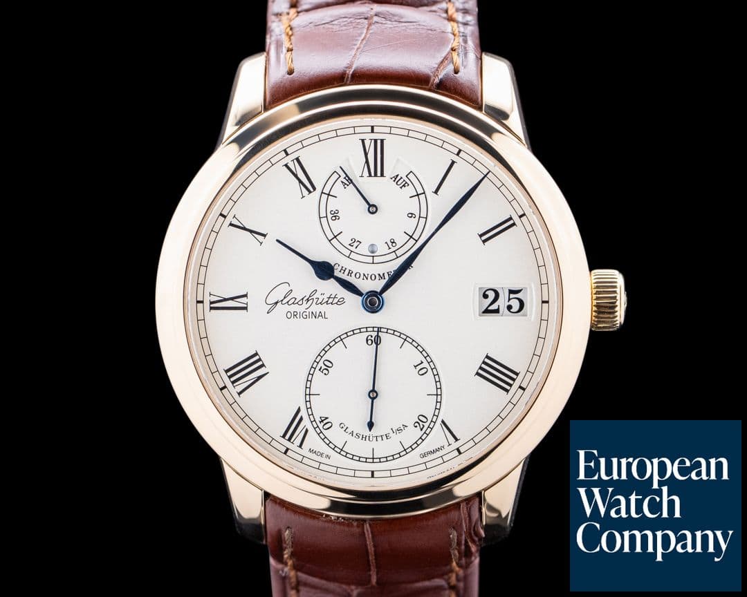 Image of Glashutte Original Senator Chronometer 18K Rose Gold Silver Dial