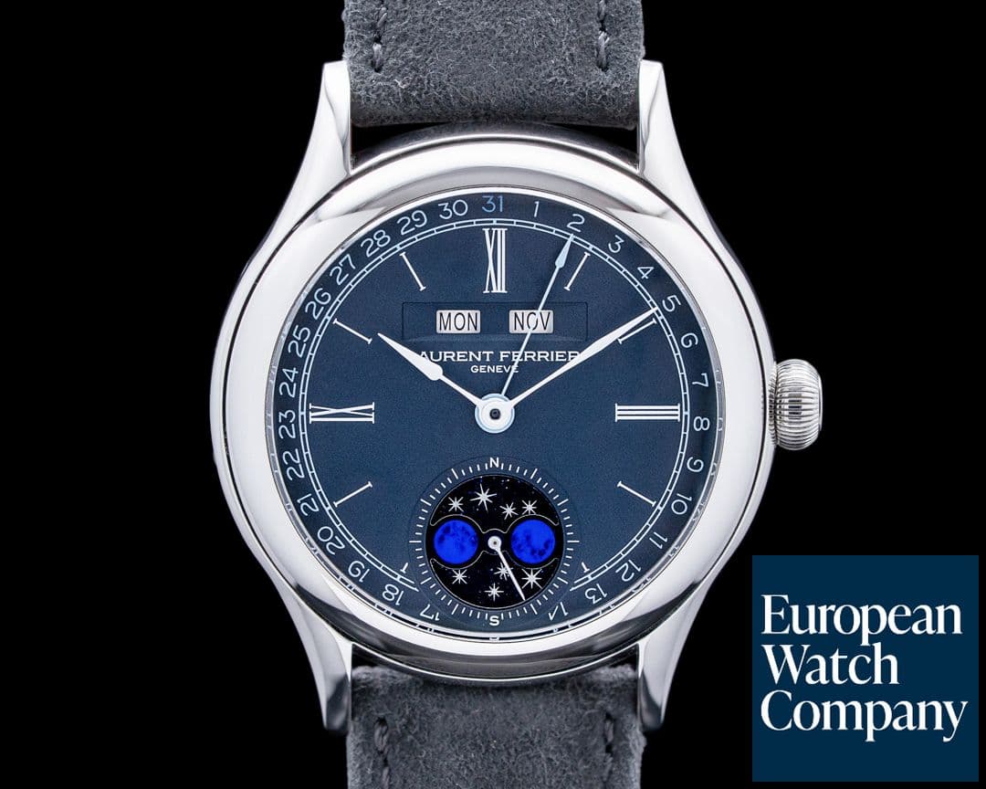 Image of Laurent Ferrier Classic Moon Annual Calendar Moonphase SS Grey-Blue Opaline Dial 2025