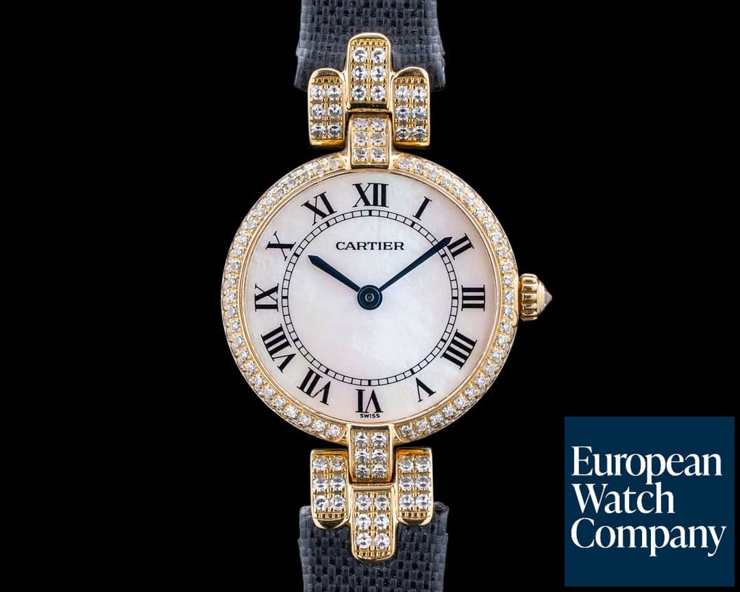 Image of Cartier 1294/2 Louis Cartier Vendome 18K YG Diamonds Mother of Pearl Dial