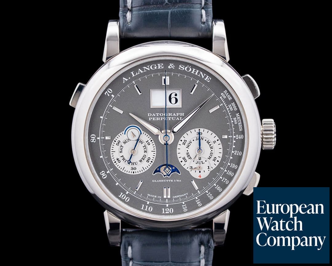 Image of A. Lange and Sohne 410.038 Datograph Perpetual Calendar Chronograph 18K WG Gray Dial RARE