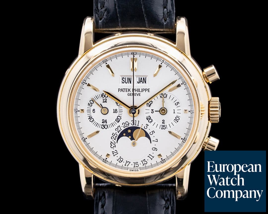 Image of Patek Philippe 3970EJ Perpetual Calendar Chronograph 18K Yellow Gold Silver Dial
