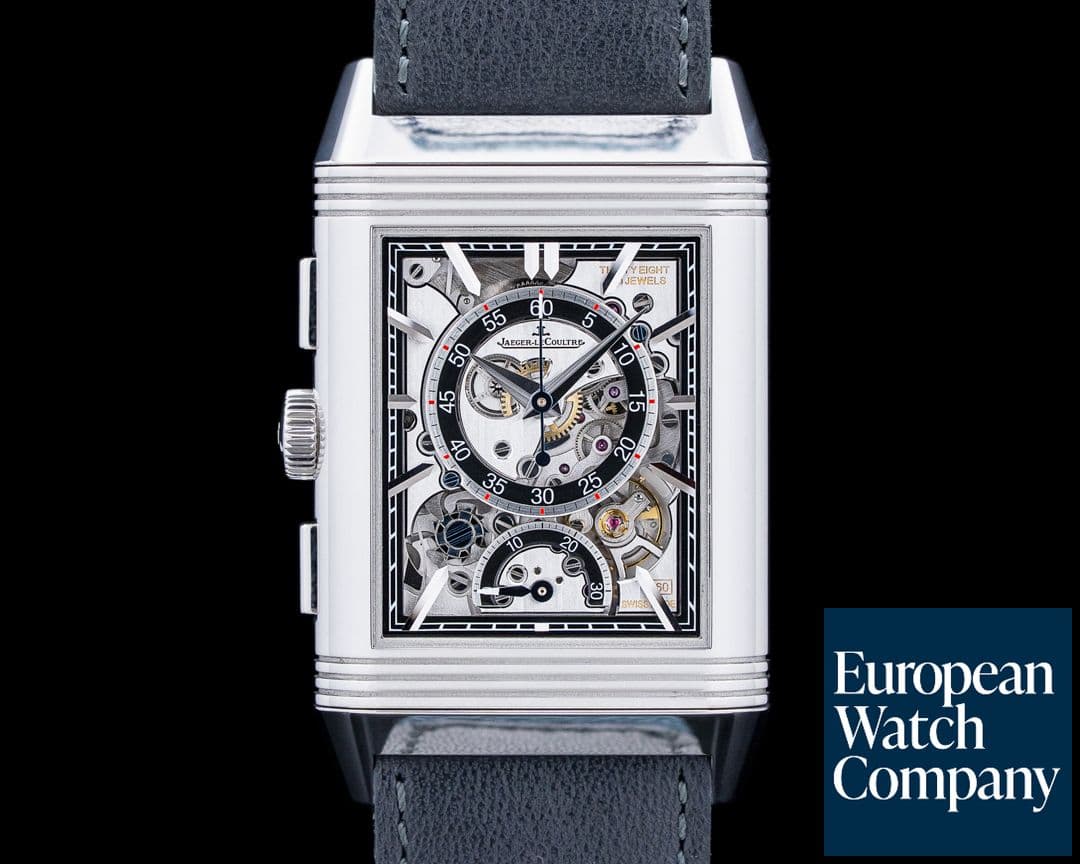Image of Jaeger LeCoultre Q389848J Reverso Tribute Chronograph SS Blue Dial 2025