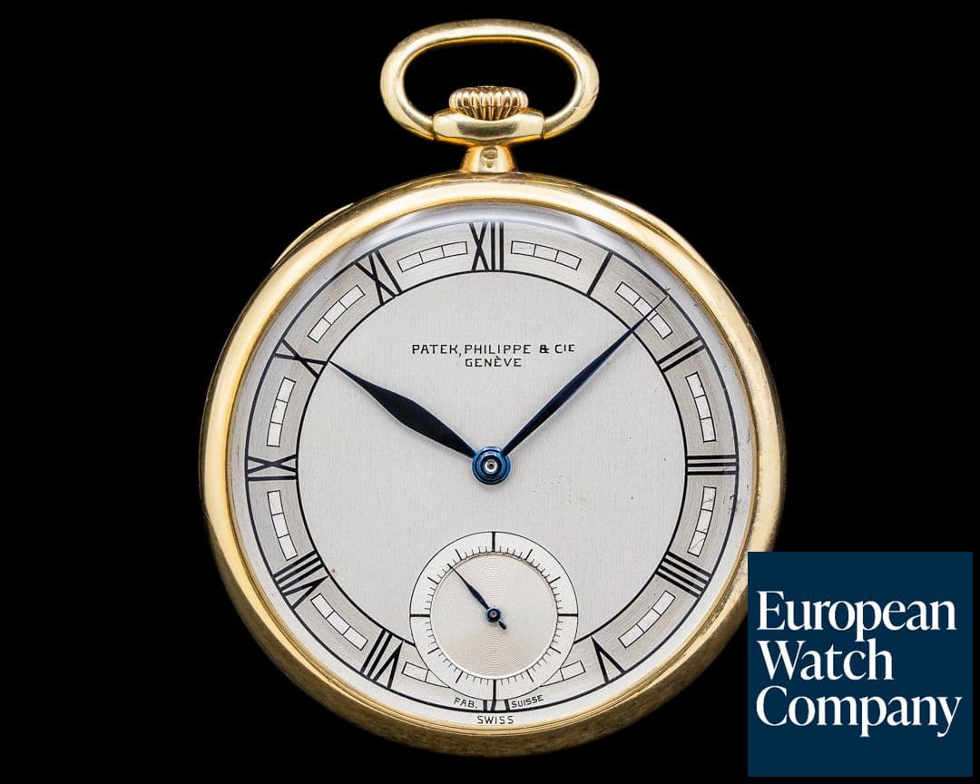 Image of Patek Philippe Vintage 18K Yellow Gold Pocket Watch Two-Tone Dial C. 1930