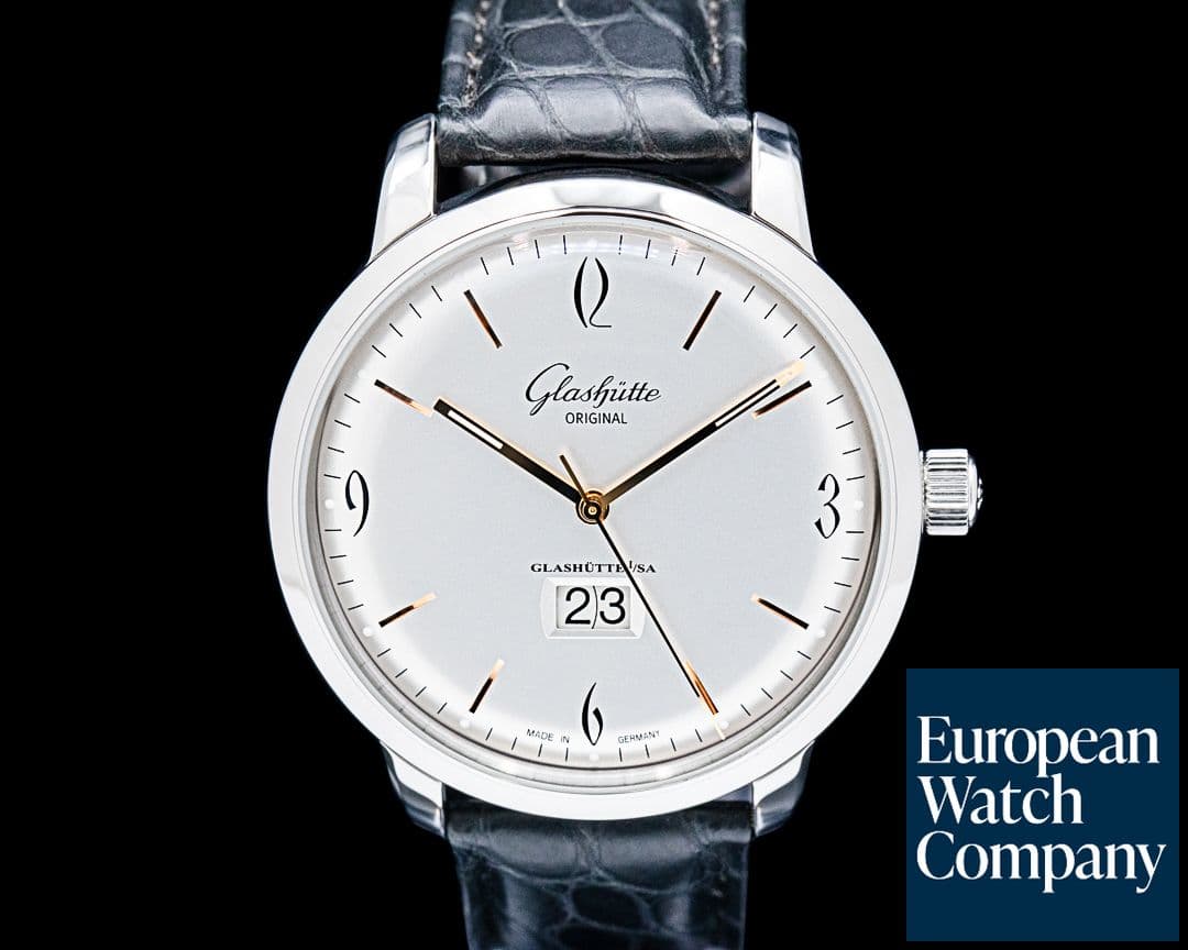 Image of Glashutte Original Sixties Panorama Date SS Silver Dial