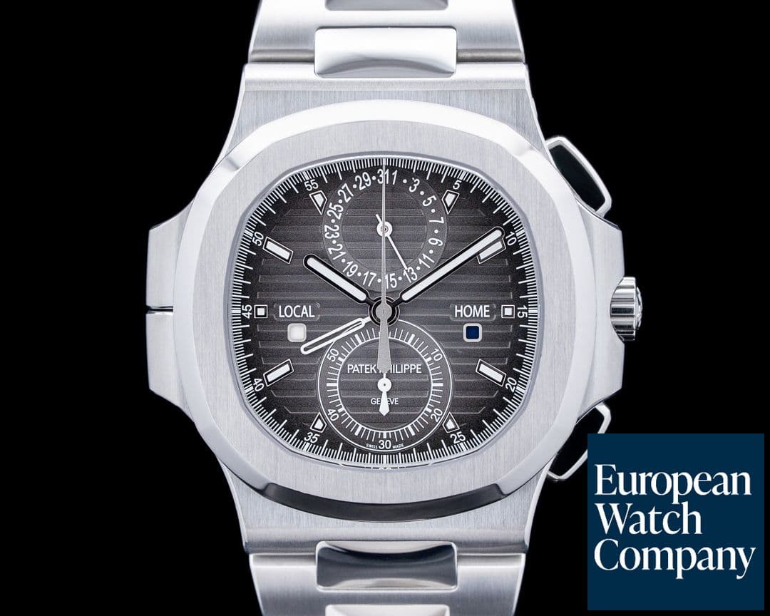 Image of Patek Philippe 5990/1A-001 Nautilus Travel Time Chronograph SS Gray Dial