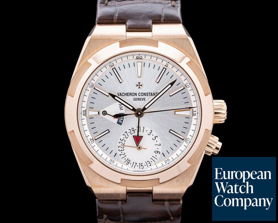 Image of Vacheron Constantin 7900V/000R Overseas Dual Time 18K Rose Gold Silver Dial
