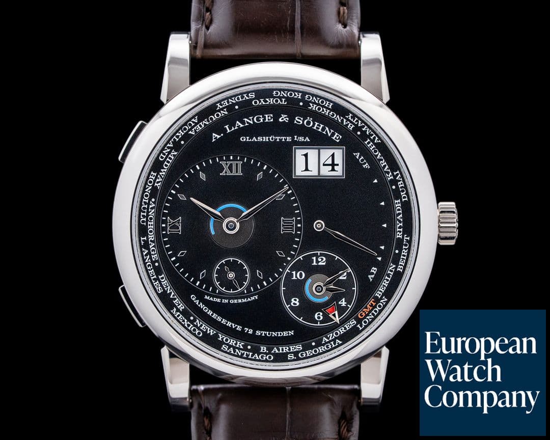 Image of A. Lange and Sohne 136.029 Lange 1 Time Zone 18K White Gold Black Dial