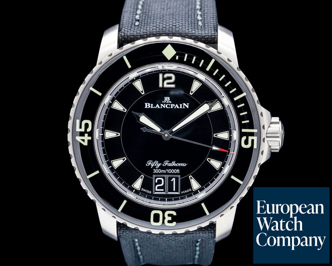 Image of Blancpain 5050 Fifty Fathoms Grande Date Titanium Black Dial