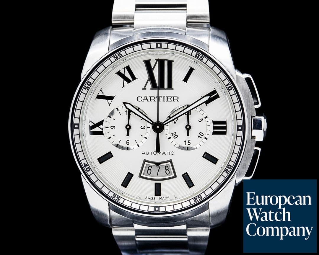 Image of Cartier W7100045 Calibre de Cartier Chronograph SS Silver Dial
