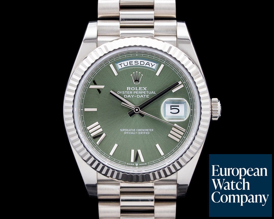 Image of Rolex 228239 Day-Date 40MM 18K White Gold Green Roman Dial