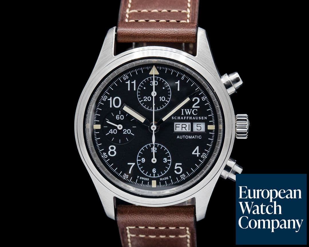 Image of IWC IW3706 Pilot Chronograph 38MM SS Black Dial