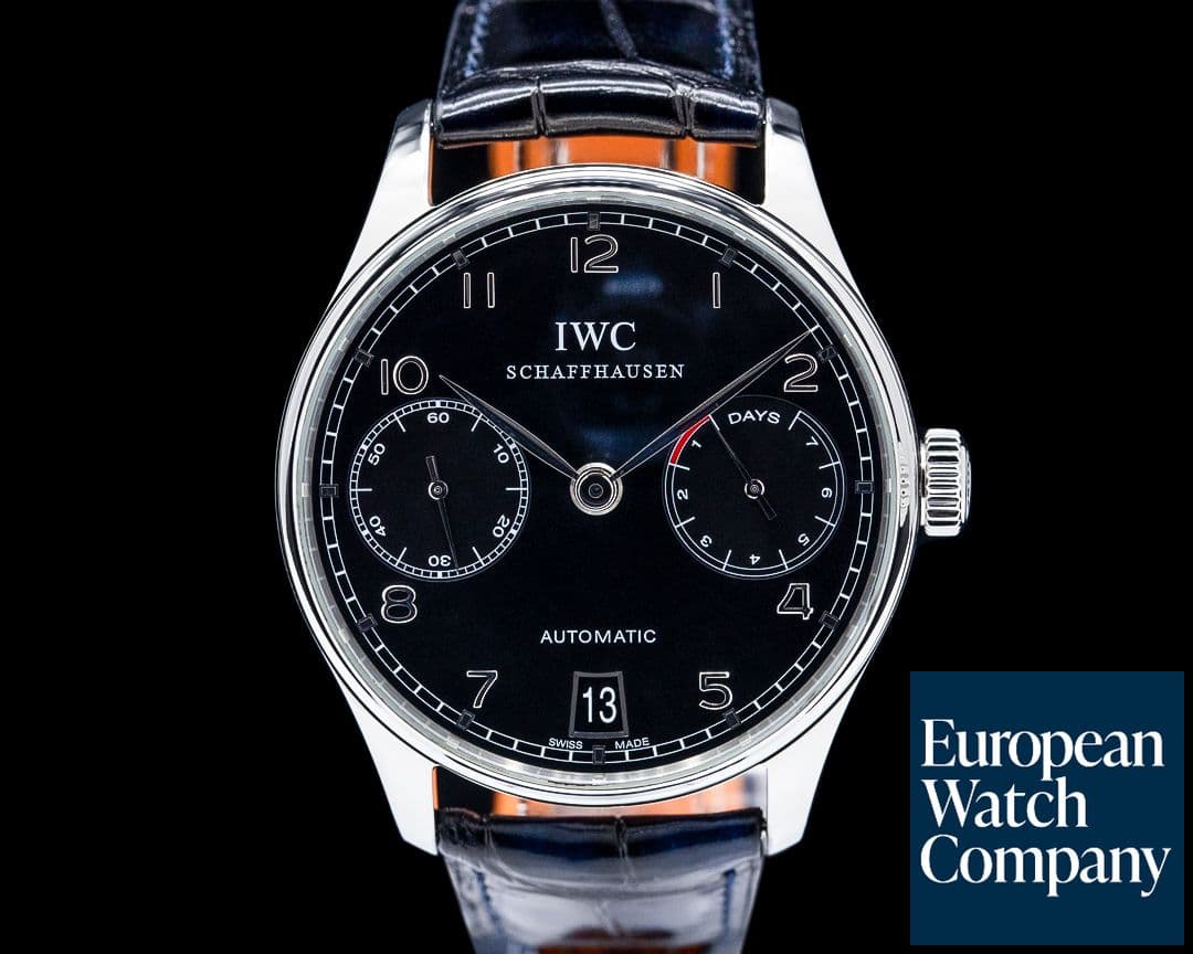 Image of IWC IW500109 Portuguese 7 Day Automatic SS Black Dial
