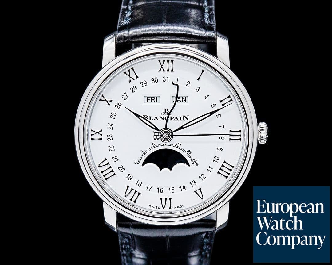 Image of Blancpain 6654 Villeret Complete Calendar SS White Dial